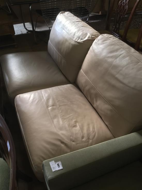 Pair of modern beige leather chairs(-)